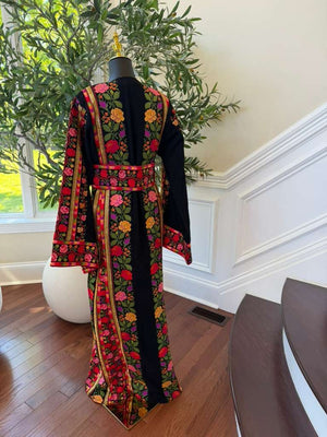 Black Embroidery Tatreez Sabal Kharaz Thobe