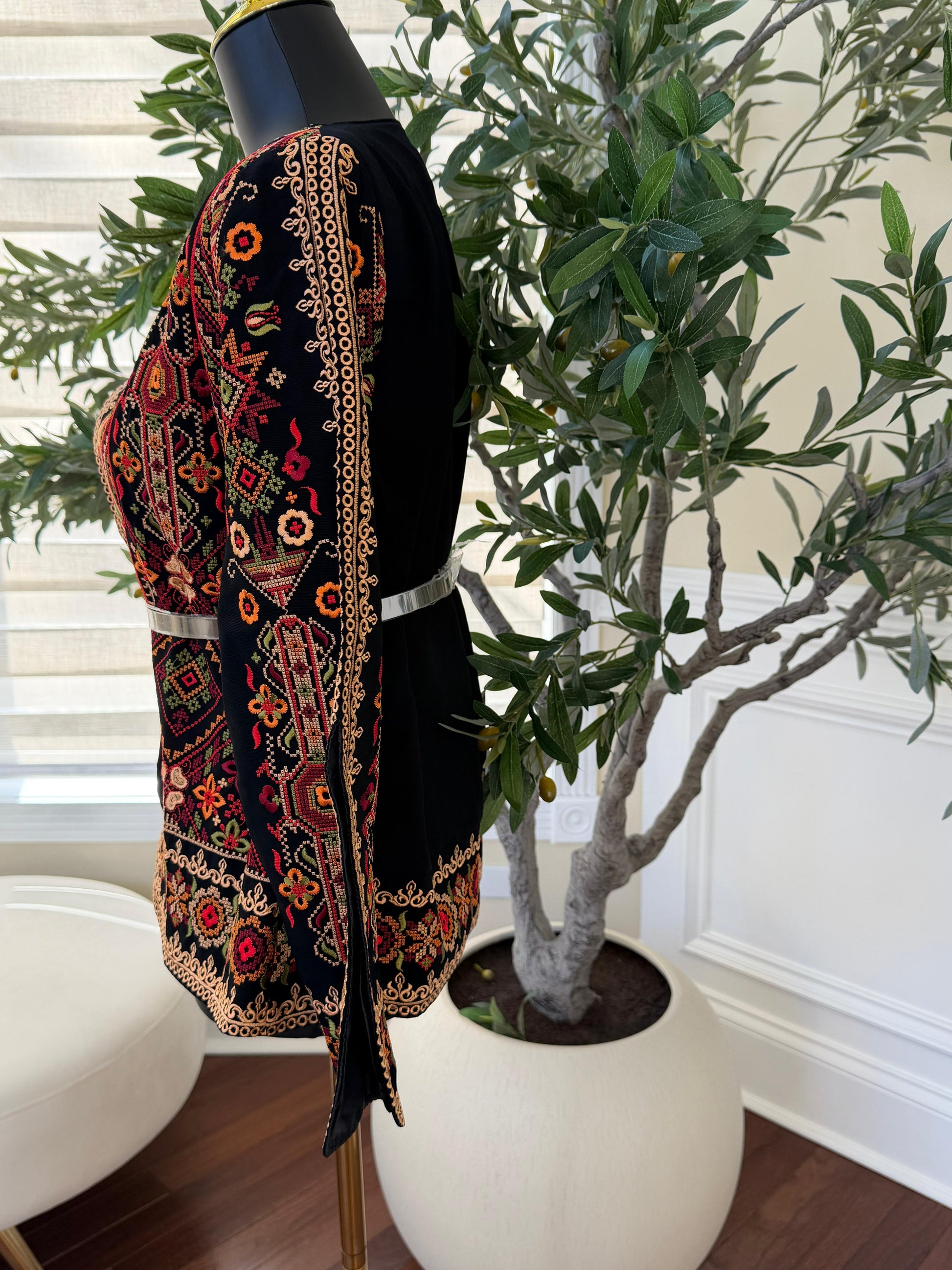 Tan Embroidery Black Tatreez Jacket