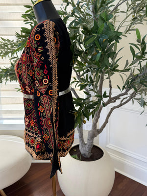 Tan Embroidery Black Tatreez Jacket