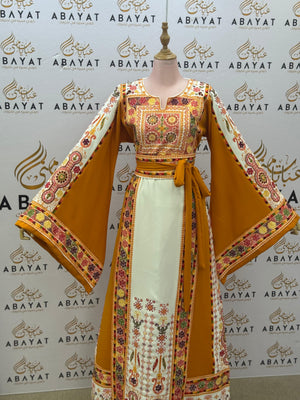Mustard Bloom Heritage Embroidered Thobe