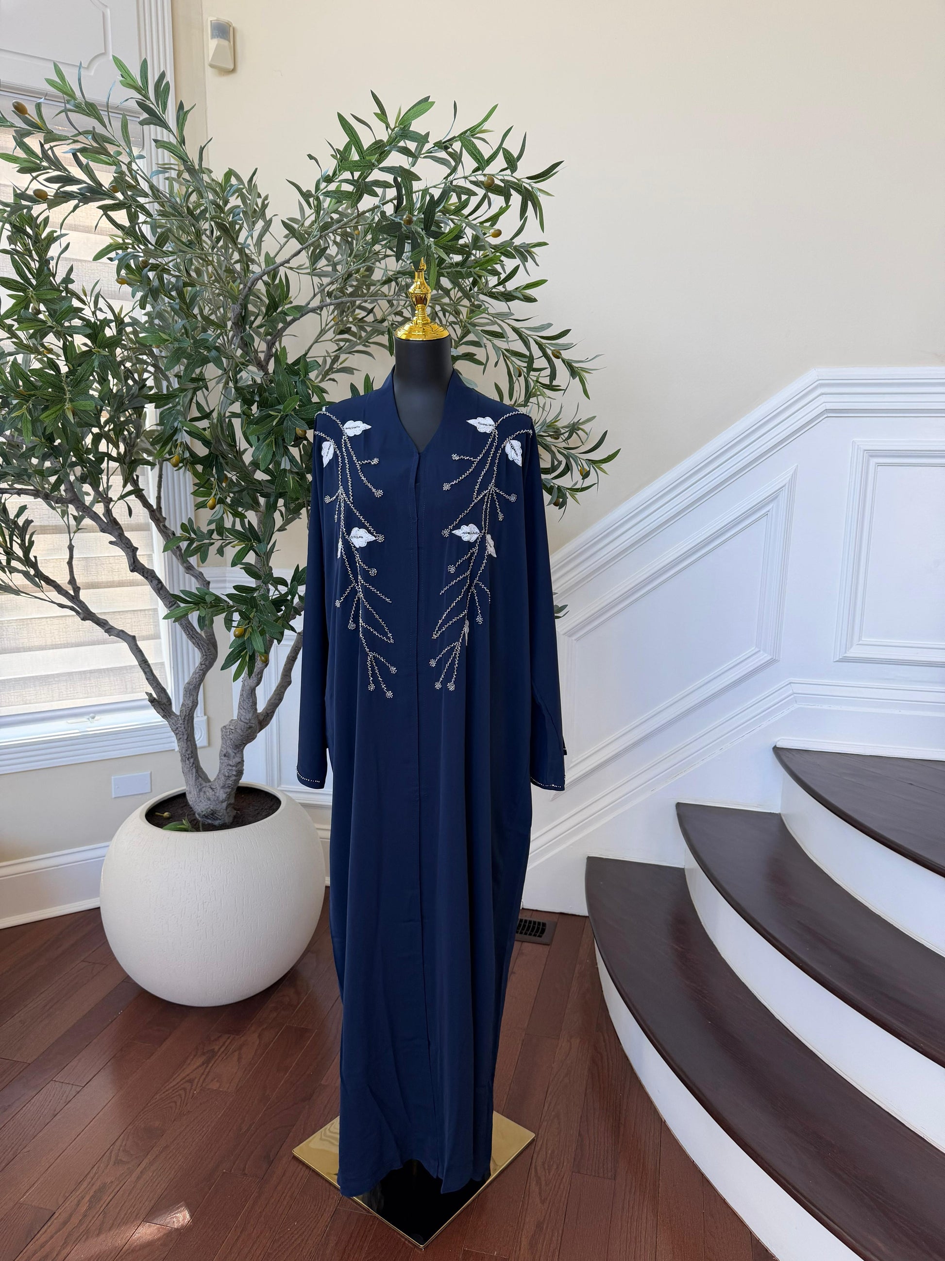 Royal Blue Rose Abaya