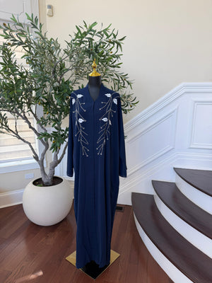 Royal Blue Rose Abaya