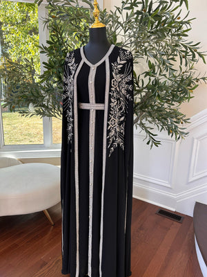 Black Floral Design Elegance Kuftan