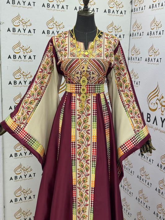 Burgundy Heritage Palestinian Thobe