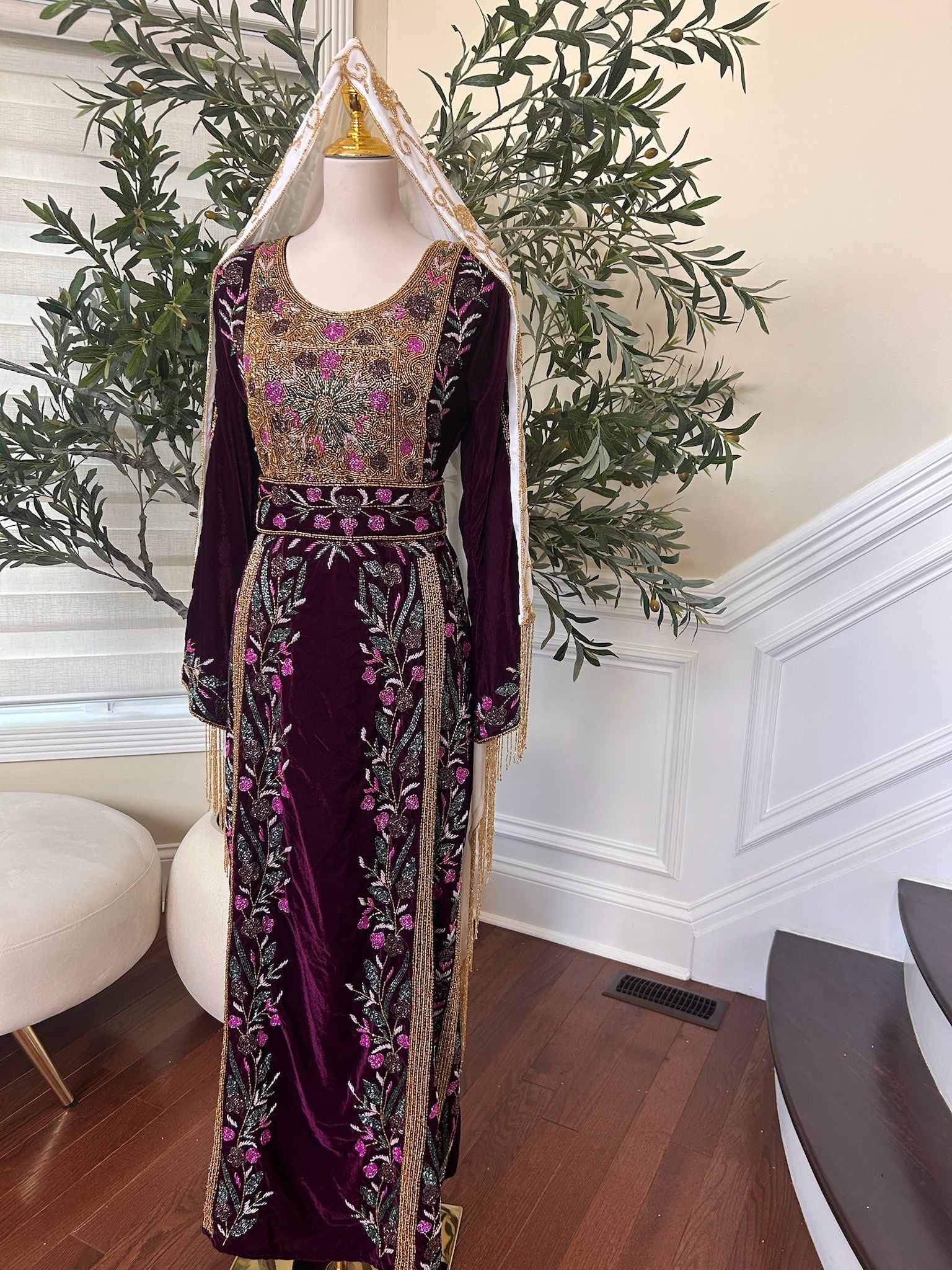 Purple Velvet Stone Thobe