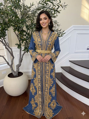 Ivory Blue Golden Essence Kuftan