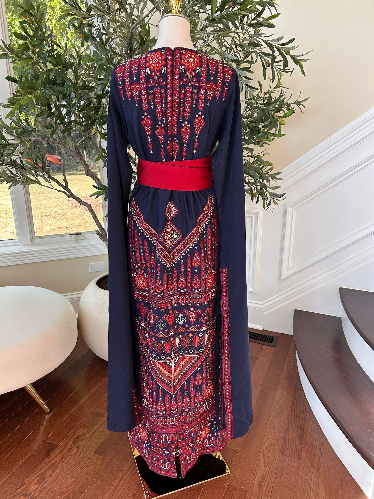 Blue Embroidery Tatreez Red Thobe