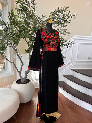 Elegant Black Multi Colored Tatreez Thobe