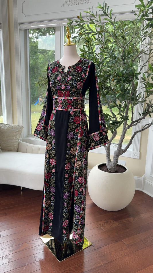 Tatreez Black Floral Beaded Thobe