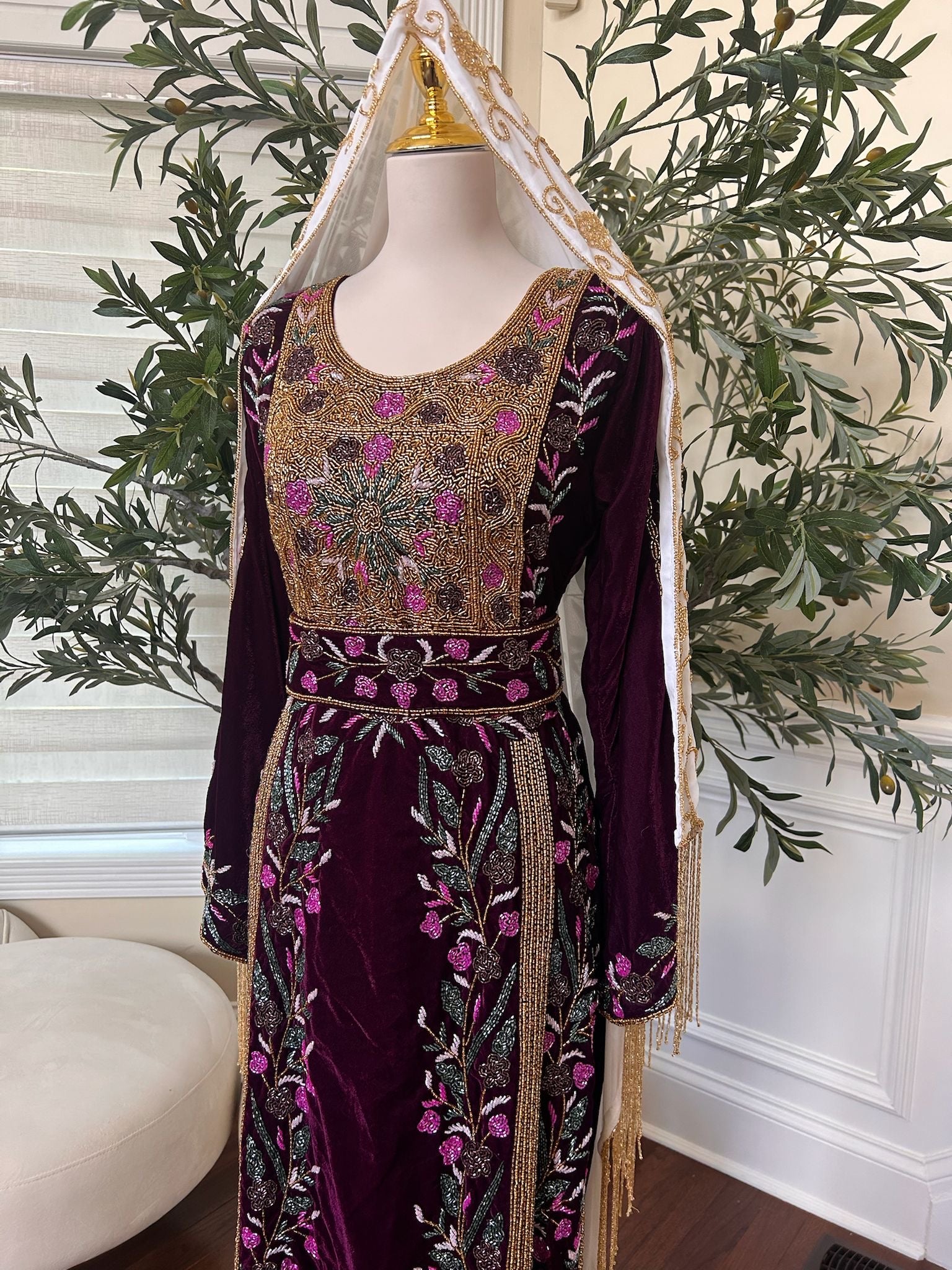 Purple Velvet Stone Thobe