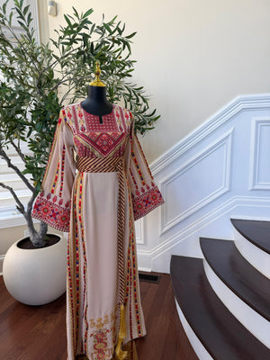 Beige Traditional Elegance Embroidery Thobe