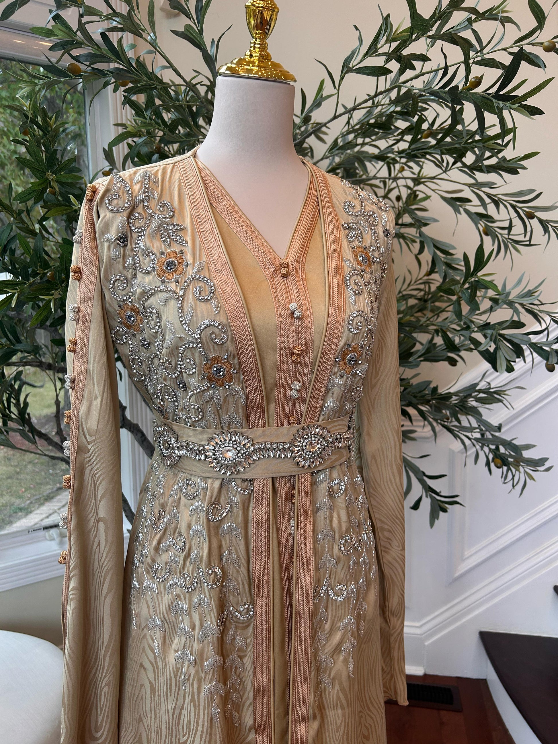 Golden Yellow Beaded Kuftan Elegance