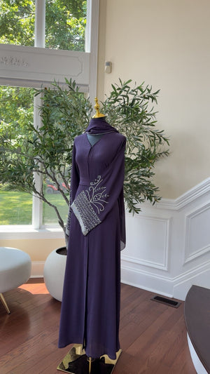 Purple Sleeve Beaded Abaya