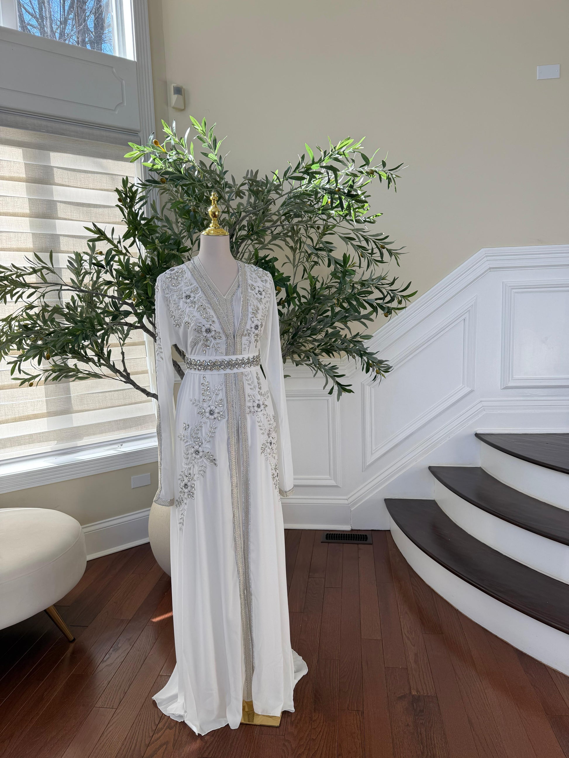 White Elegance Beaded Kuftan