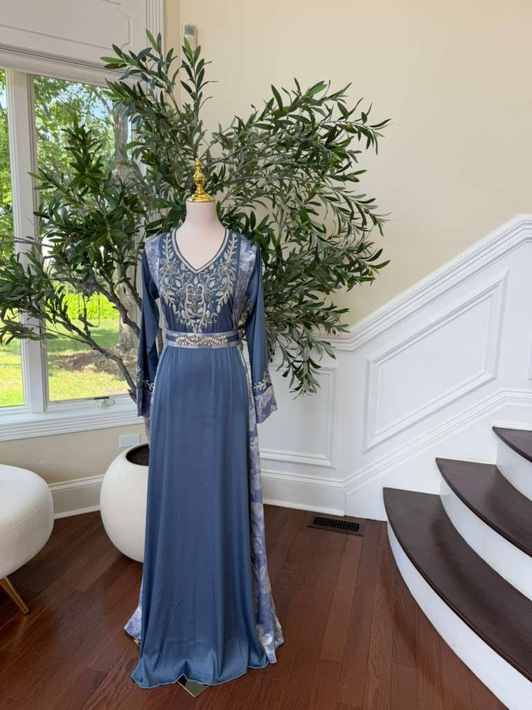 Ocean Breeze Embroidery Beaded Kuftan