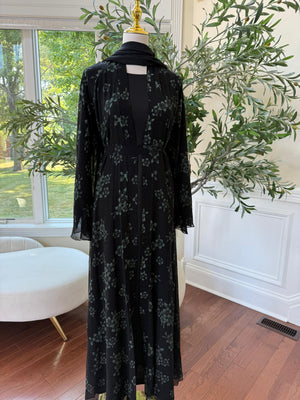 Black Ruffled Shimmer Abaya