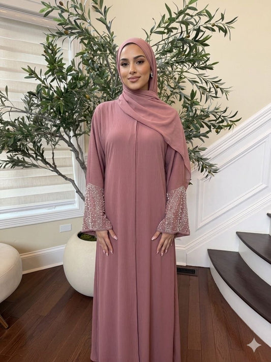 Pink Blush Rose Sleeve Abaya