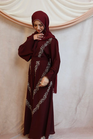 Majestic Maroon Abaya