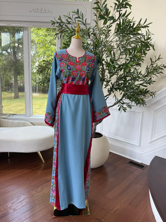 Blue Embroidery Tatreez Thobe