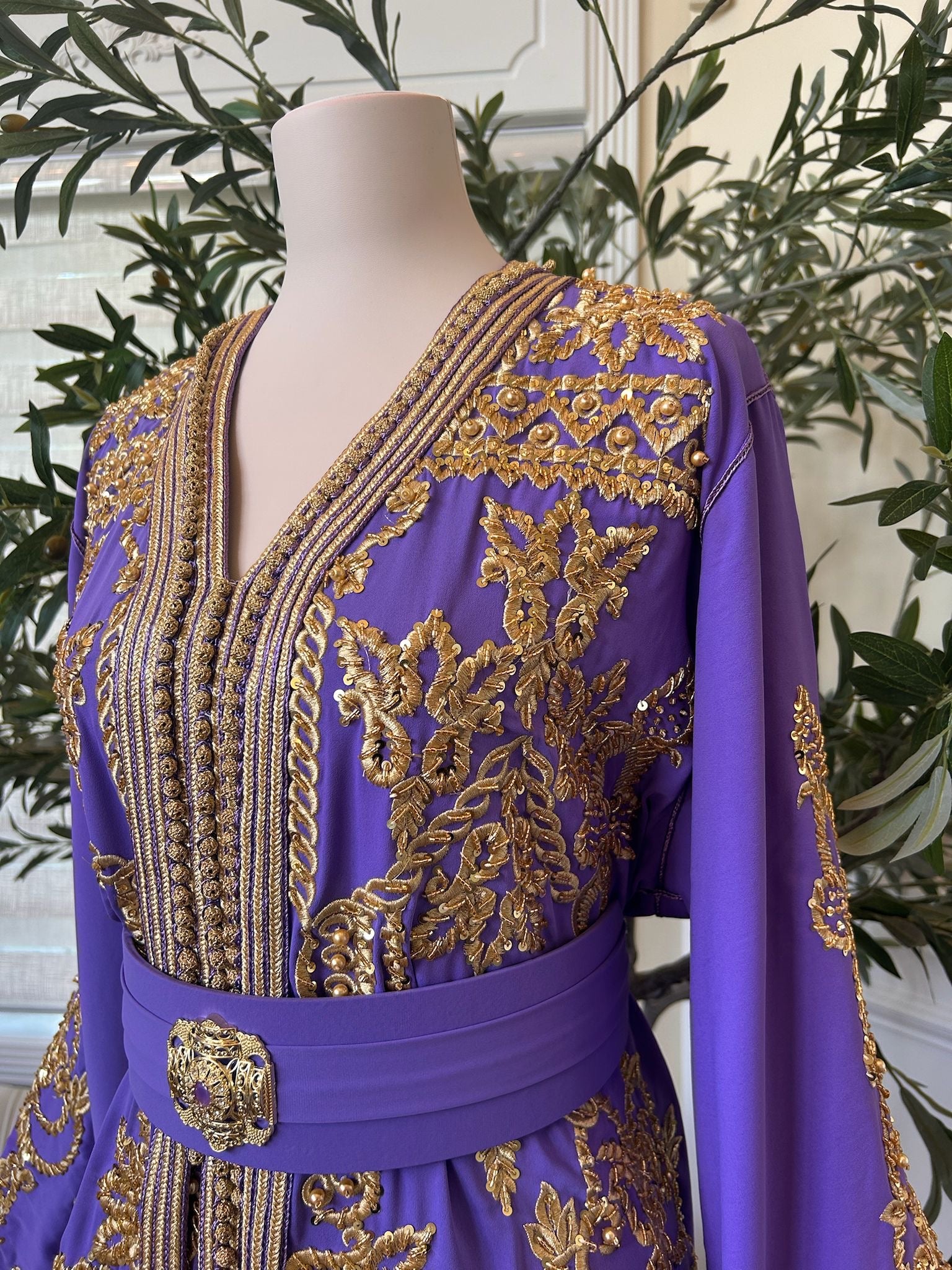 Lavender Purple Golden Detail Kuftan