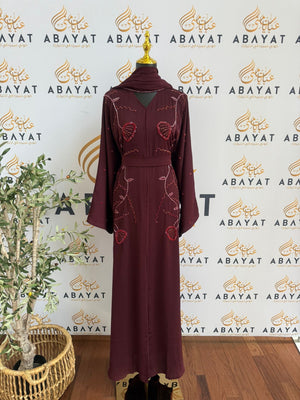 Elegant Red Beaded Abaya