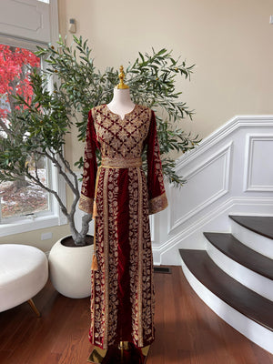 Golden Red Beaded Stone Thobe