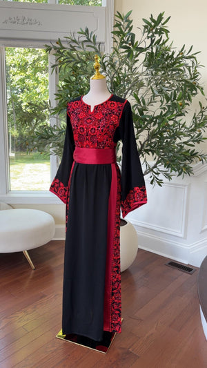 Red Tatreez Embroidery Thobe