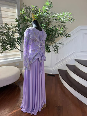 Elegant Lavender Embroidered Two-Piece Gown