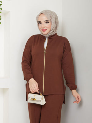Two Piece Zipper Sweater Casual Set