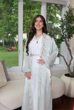 Sage Green Kuftan with Delicate Detail