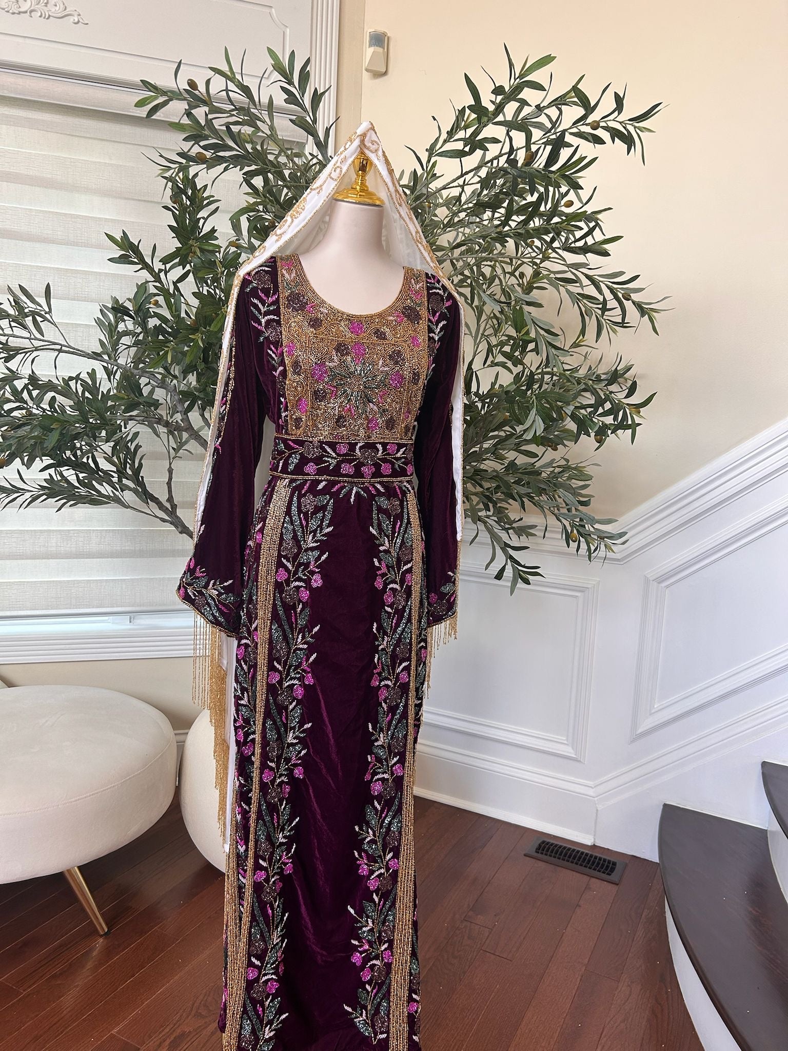 Purple Velvet Stone Thobe