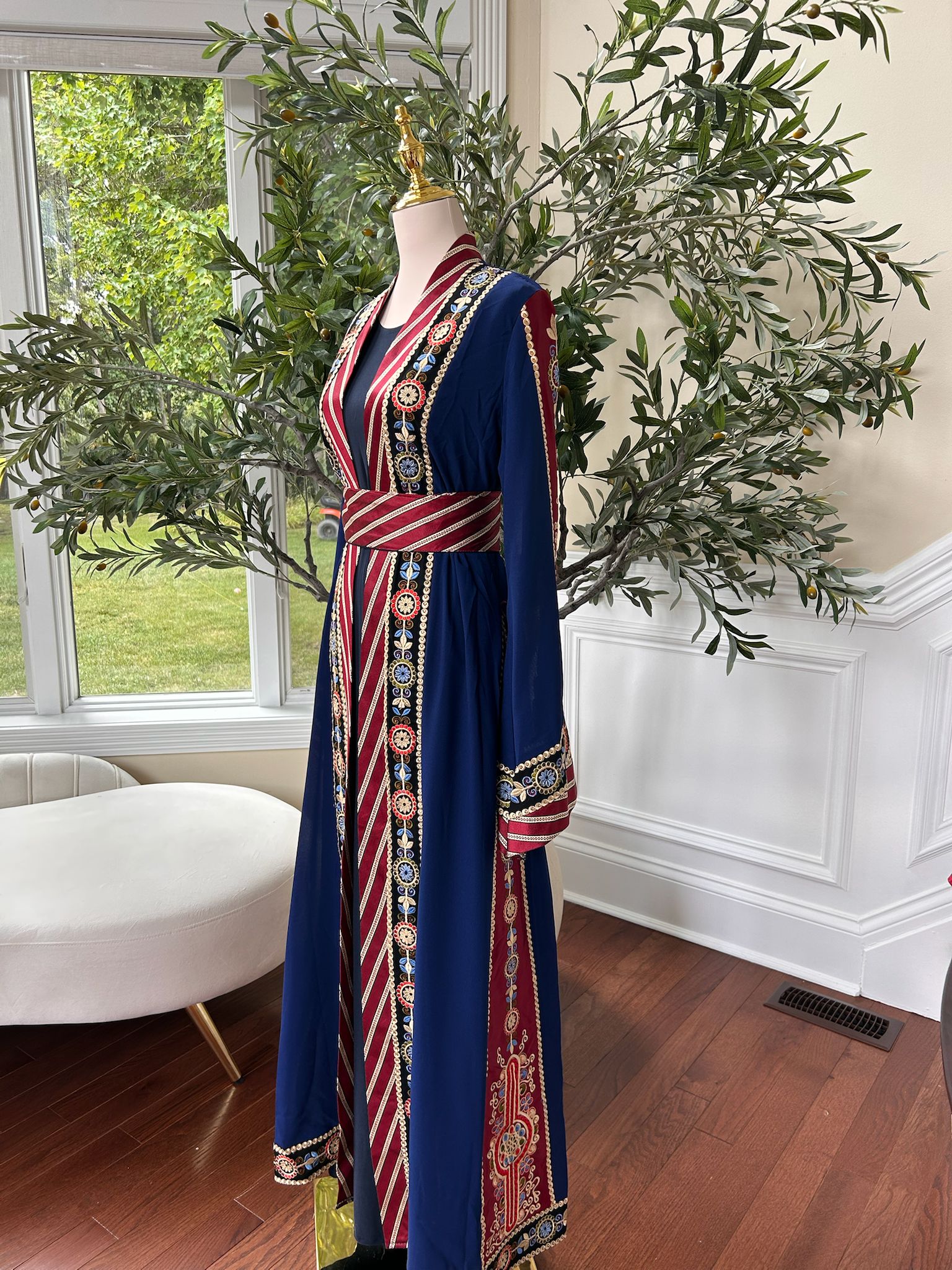 Blue Embroidery Tatreez Thobe
