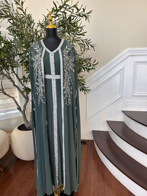 Emerald Green Royale Stone Beaded Kuftan