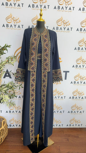 Blue Tatreez Two Piece Abaya