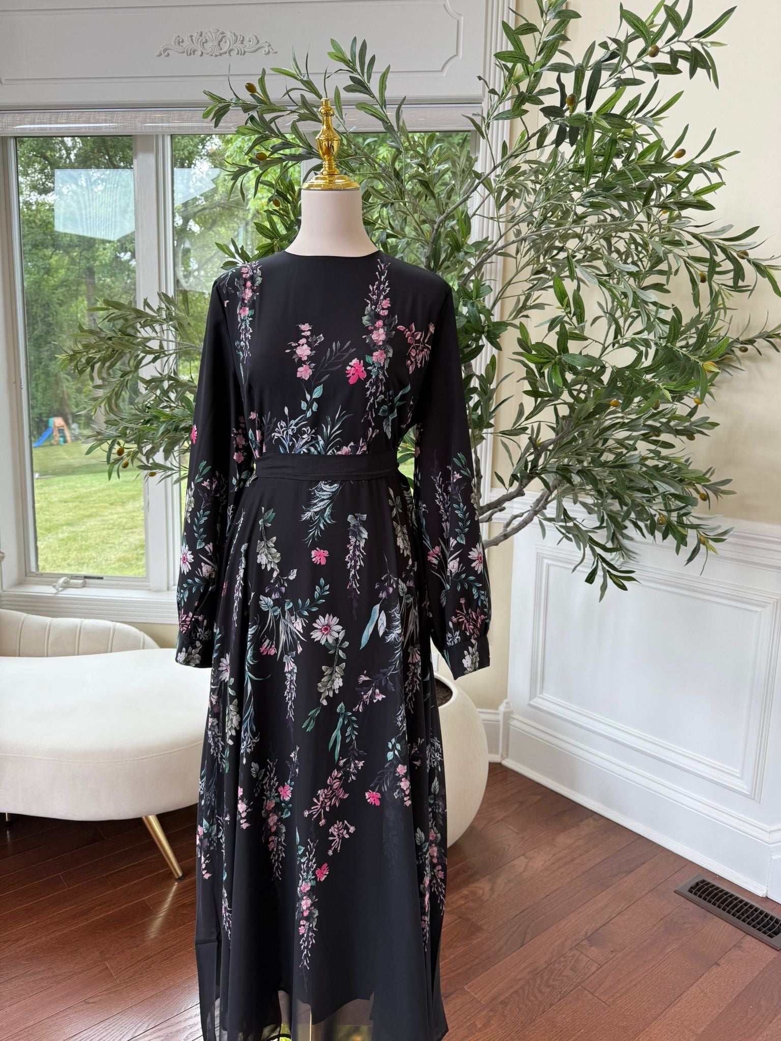 Floral Flow Black Maxi Dress
