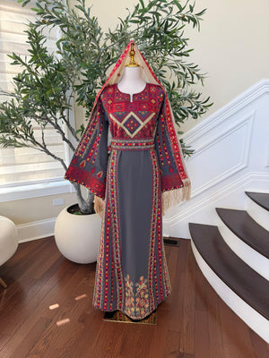 Grey Embroidery Tatreez Heritage Thobe
