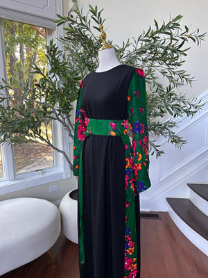 Back Floral Green Elegance Dress