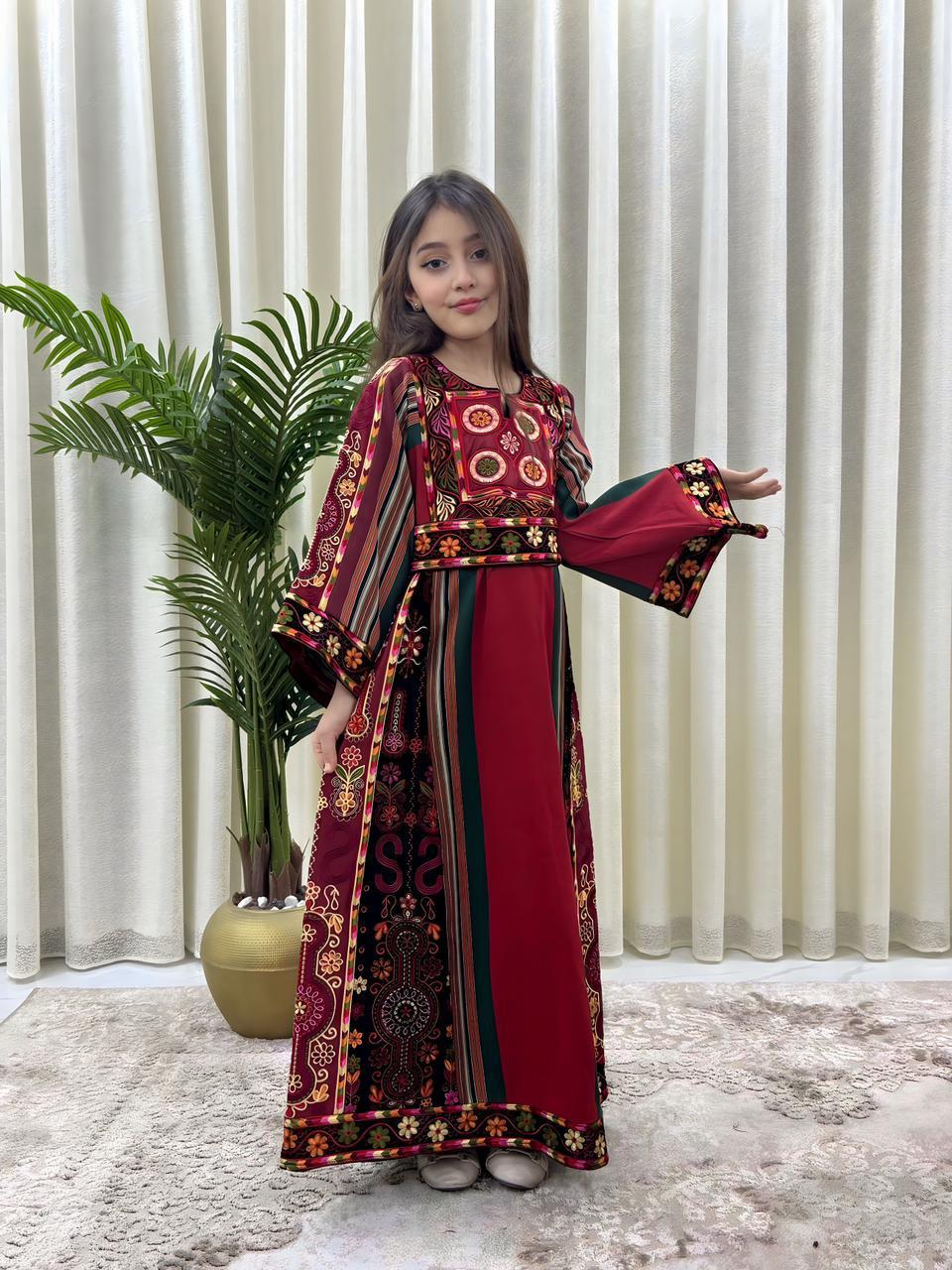Red Embroidery Tatreez Majdalwi Thobe