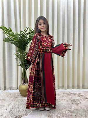 Red Embroidery Tatreez Majdalwi Thobe