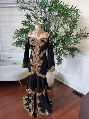 Black Golden Elegance Beaded Kuftan