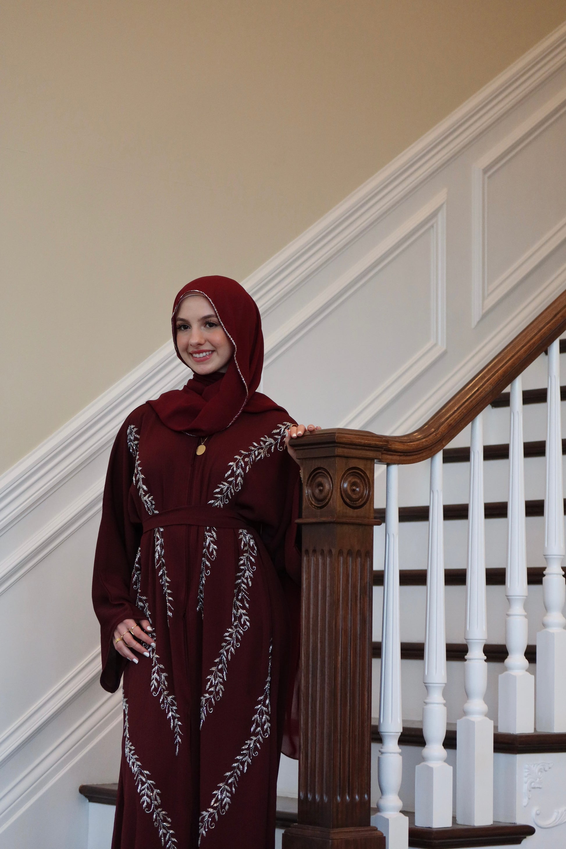 Majestic Maroon Abaya