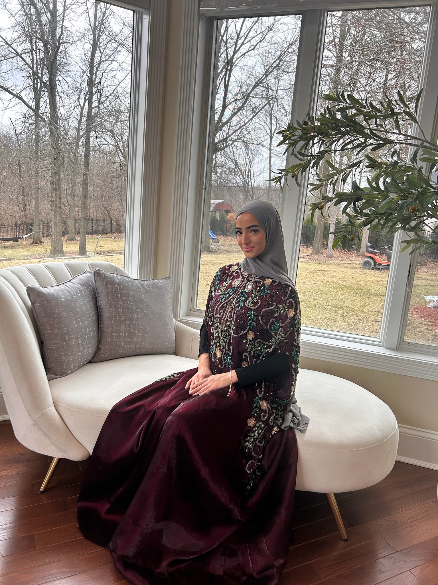 Elegant Purple Abaya Dress