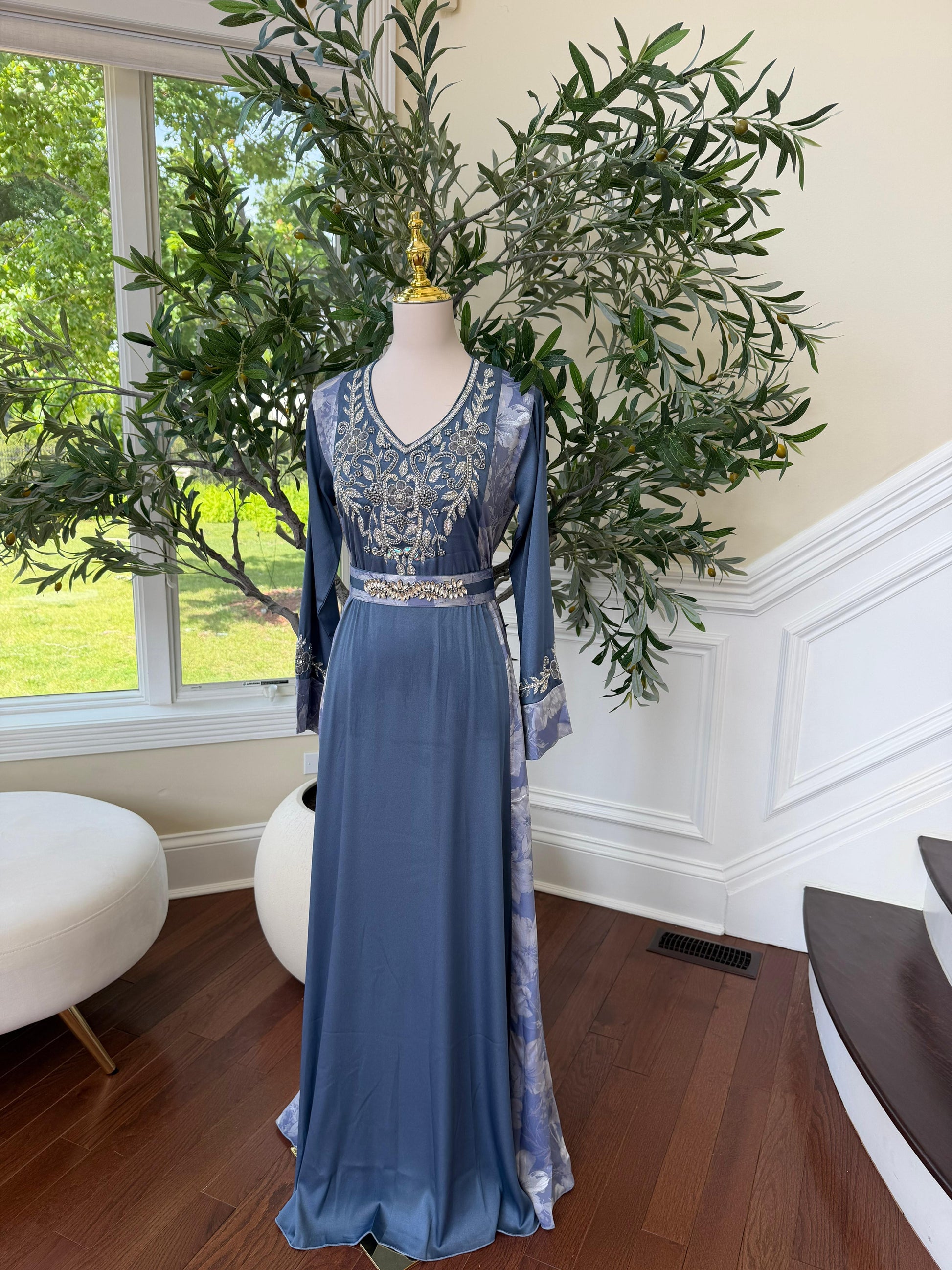 Ocean Breeze Embroidery Beaded Kuftan