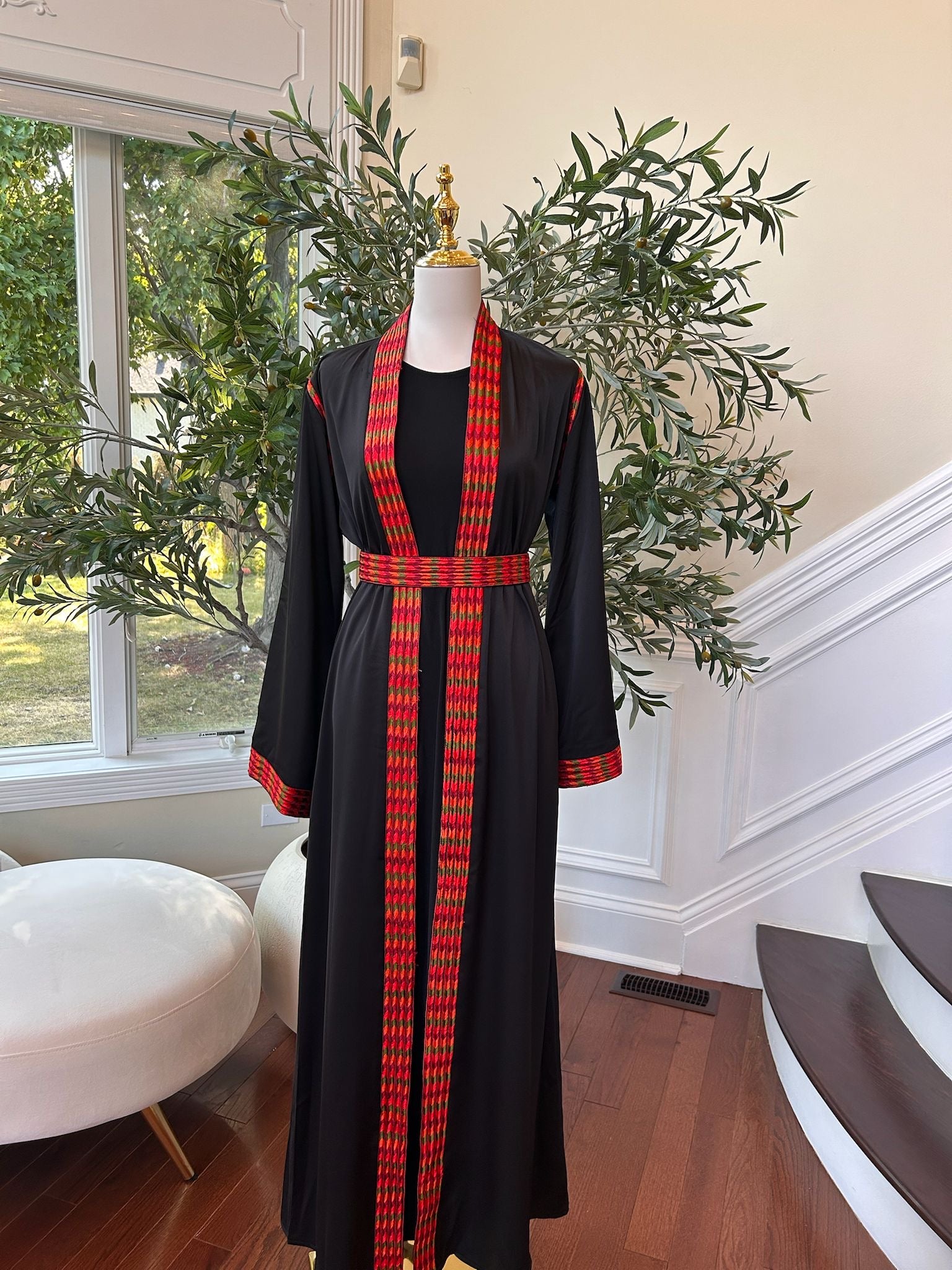 Black Embroidery Tatreez Thobe