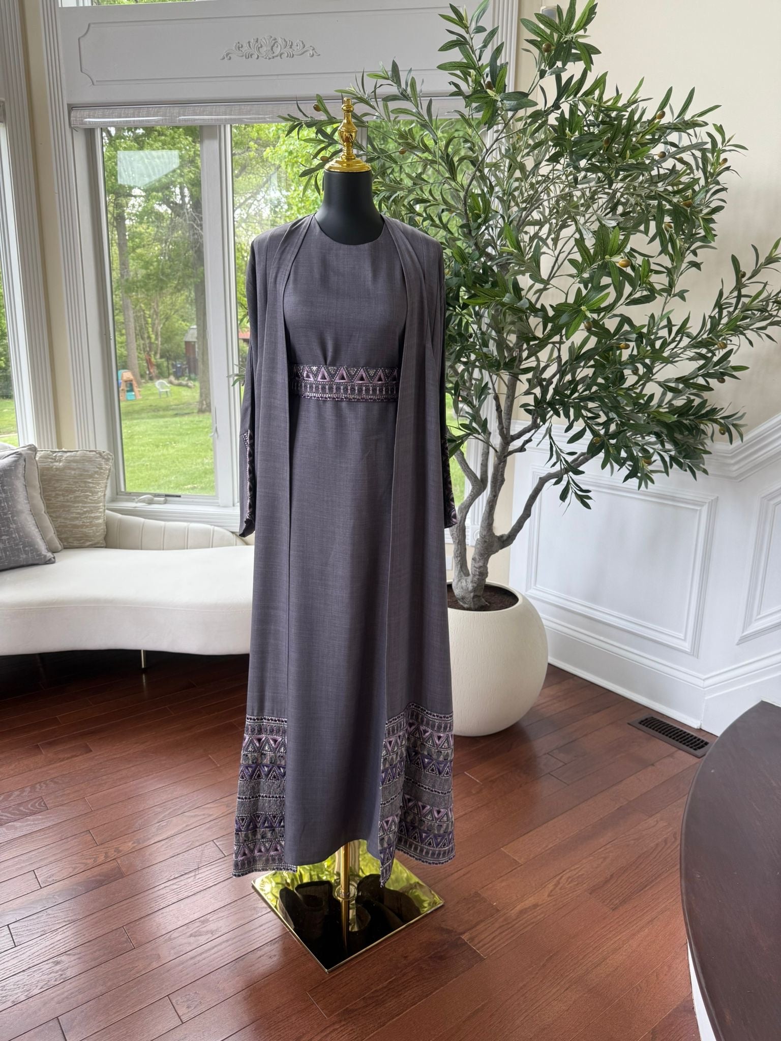 Elegant Purple Cardigan Abaya