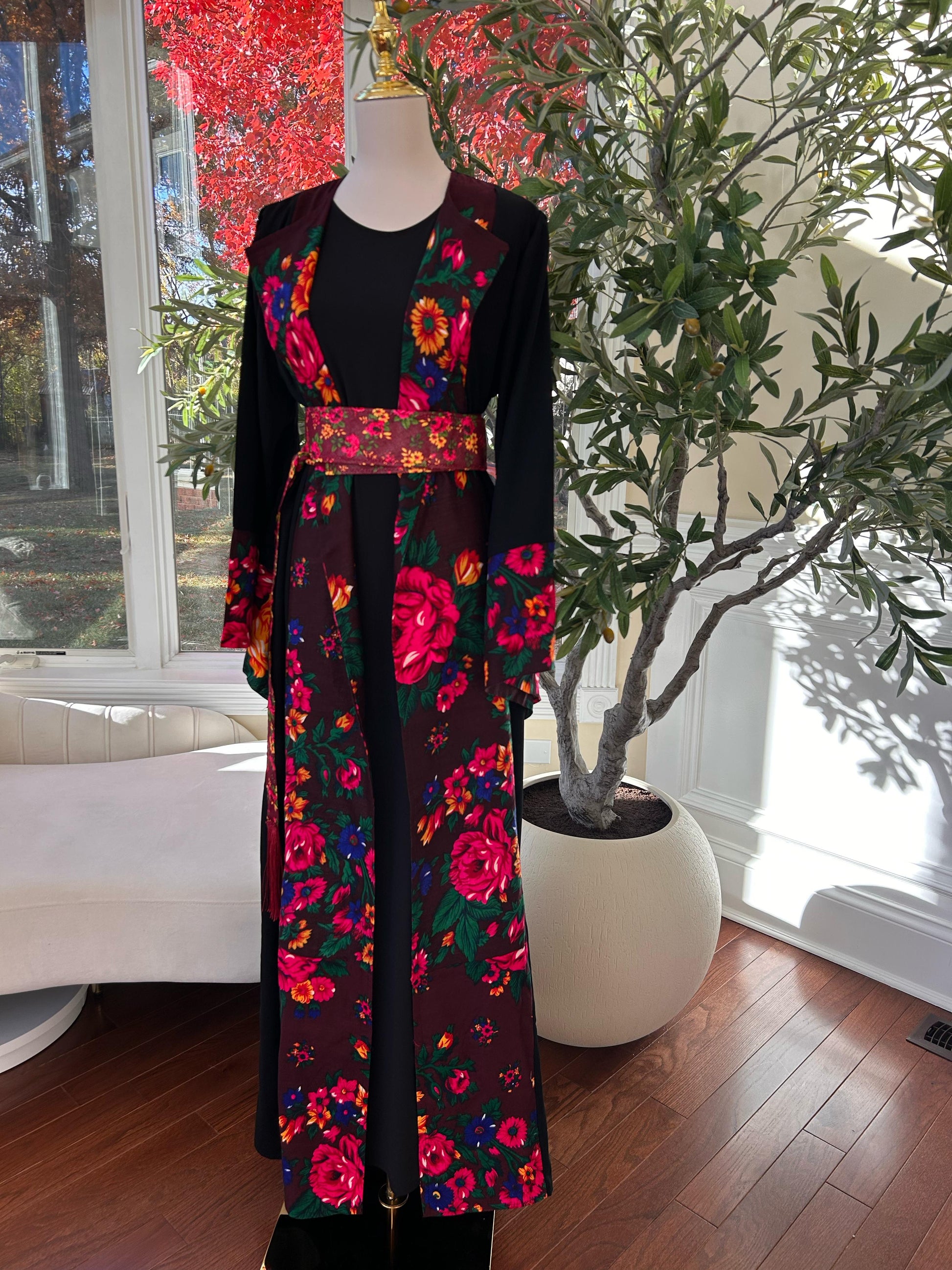 Floral Two Piece Cardigan Thobe