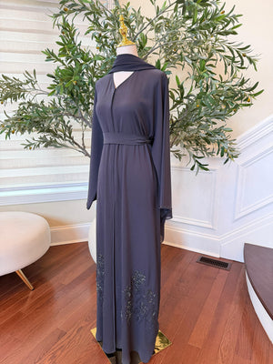 Moonlight Gray Beaded Abaya