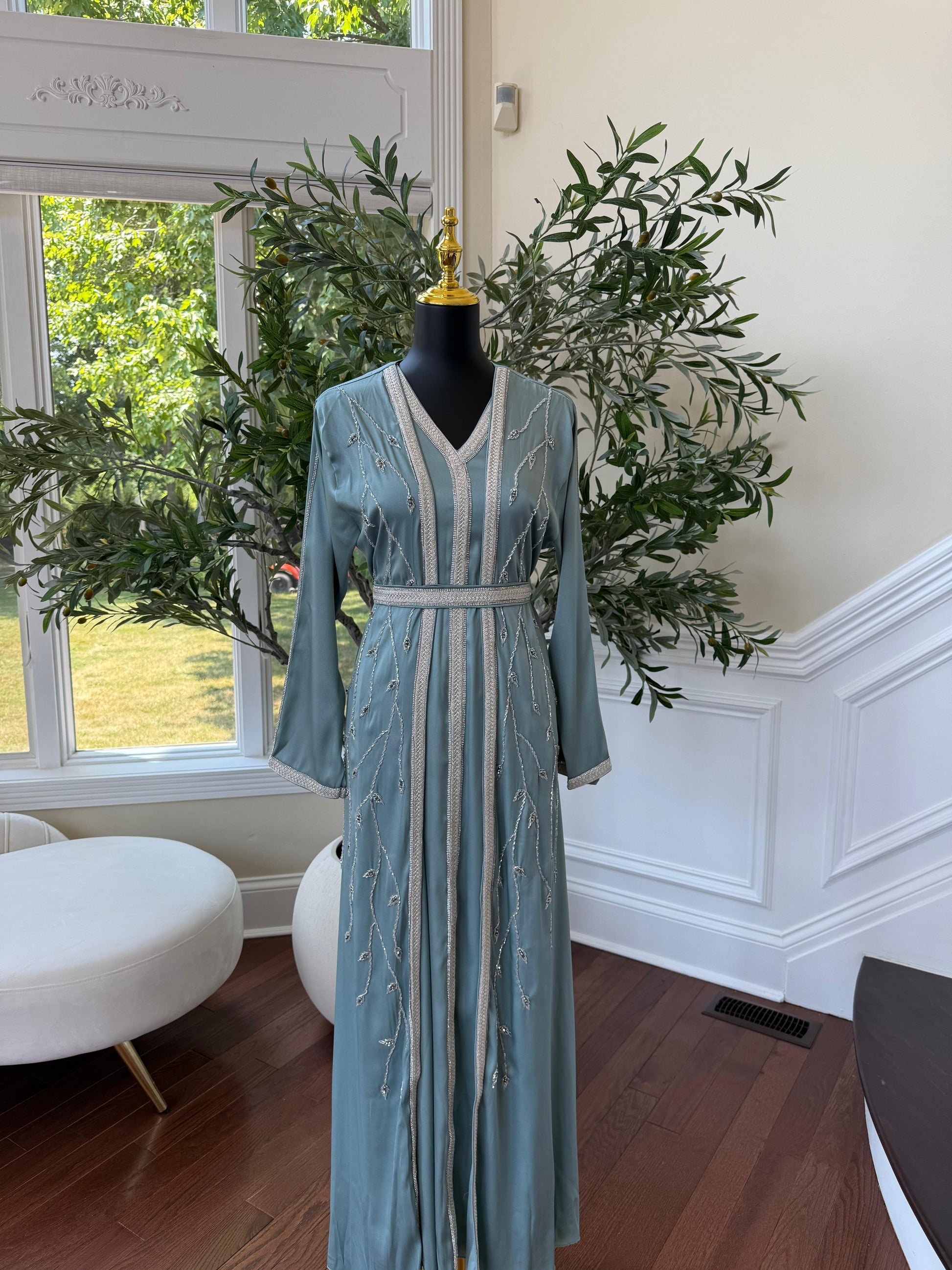 Baby Blue Floral Kuftan
