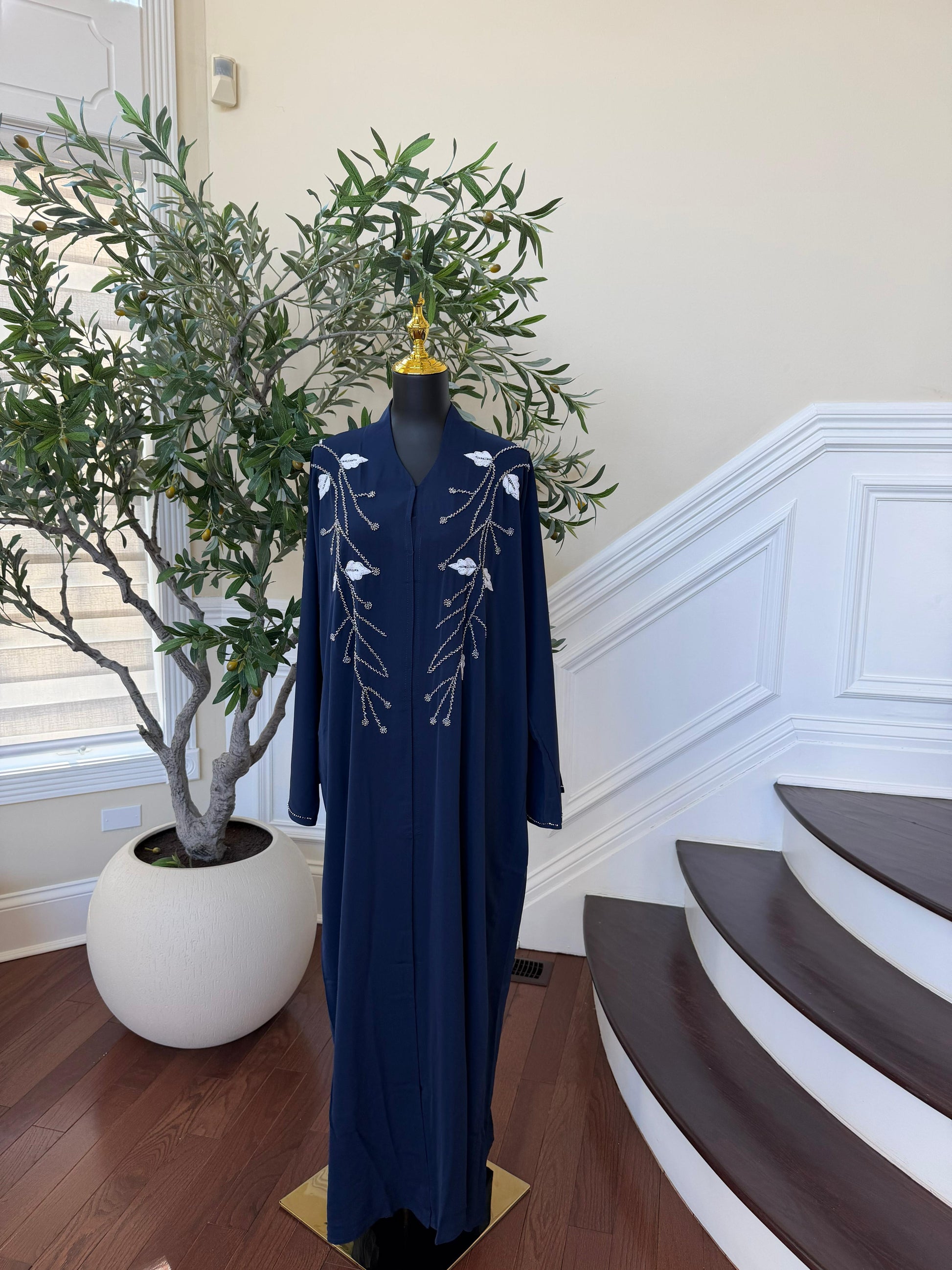 Royal Blue Rose Abaya