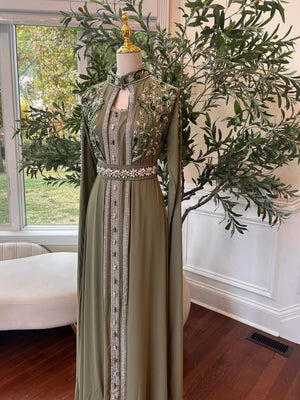 Olive Beaded Stone Kuftan